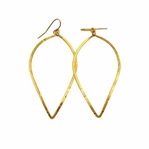 #2 Gold Handmade Hammered Leaf Dangle Earrings
